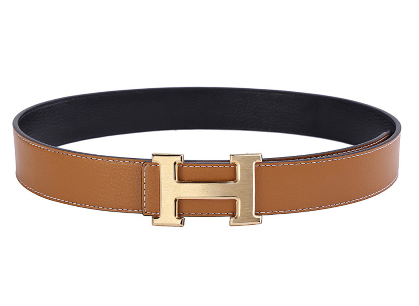 Mens Yellow Hermes H Gold Buckle Belt zavael.com